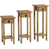 Corona 3X Plant Stands Distressed Waxed Pine